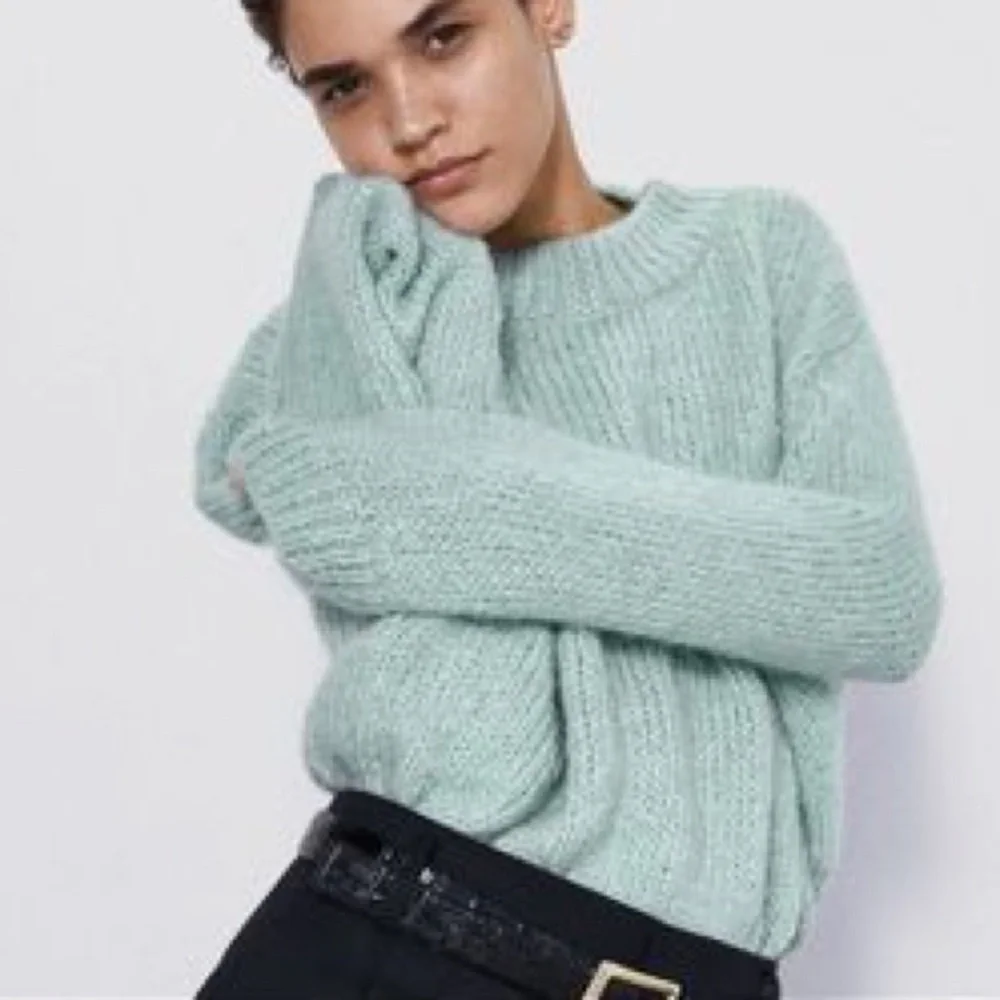 Soft Chenille Sweater Aqua Teal Turquoise Boxy Chunky Round Scoop Crew Neck XL - Picture 4 of 15